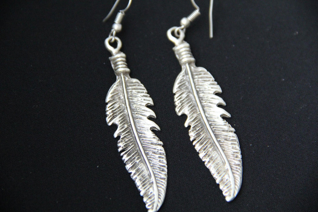 Dangle Feather Silver Earring