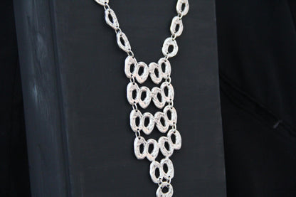 Tassel Silver Handcrafted NecklaceUnique Long Silver Tassel Circle Necklace – Handmade Ethnic Boho Chic Pendant, Statement Jewelry Gift Idea for Her