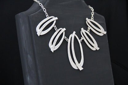 Handmade Silver Statement Necklace for Women – Unique Bold Geometric Large Pendant Ethnic Jewelry, Gift for Her