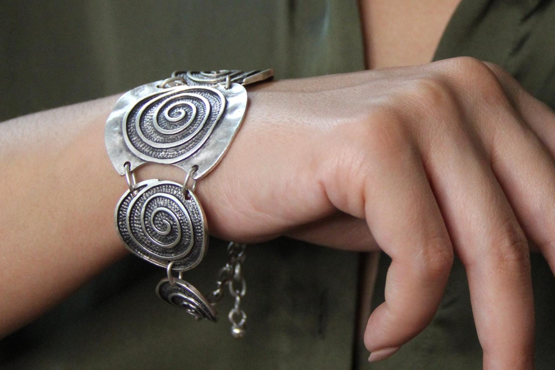 Adjustable Chunky Silver Statement Bracelet