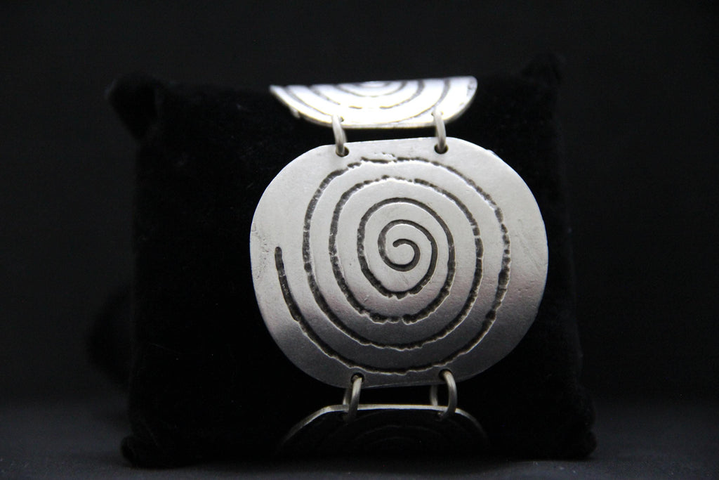 Boho Style Engraved Silver Bracelet