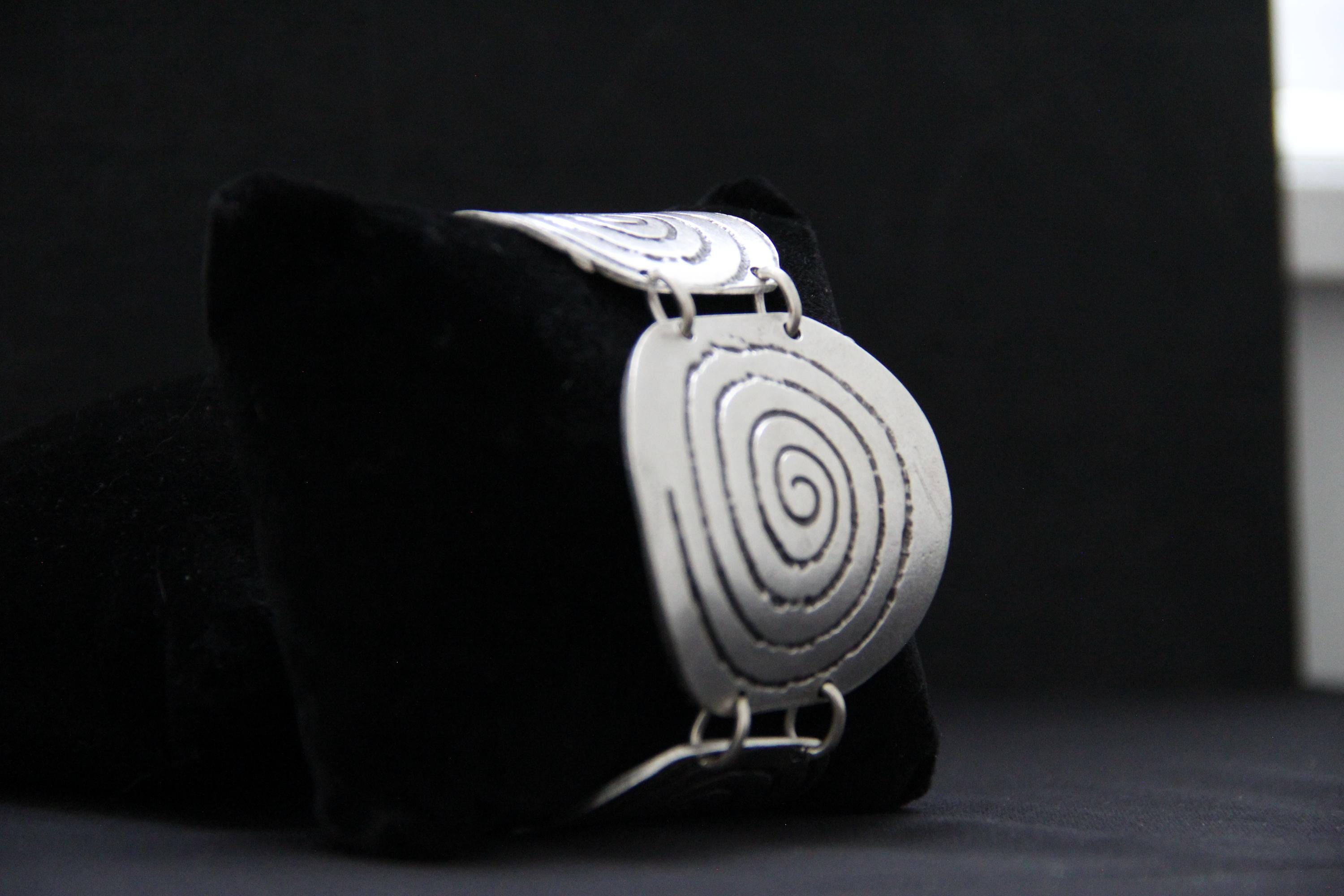 Boho Style Engraved Silver Bracelet