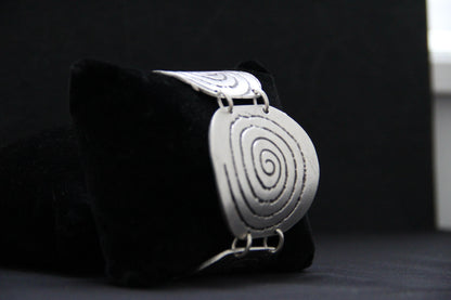 Boho Style Engraved Silver Bracelet