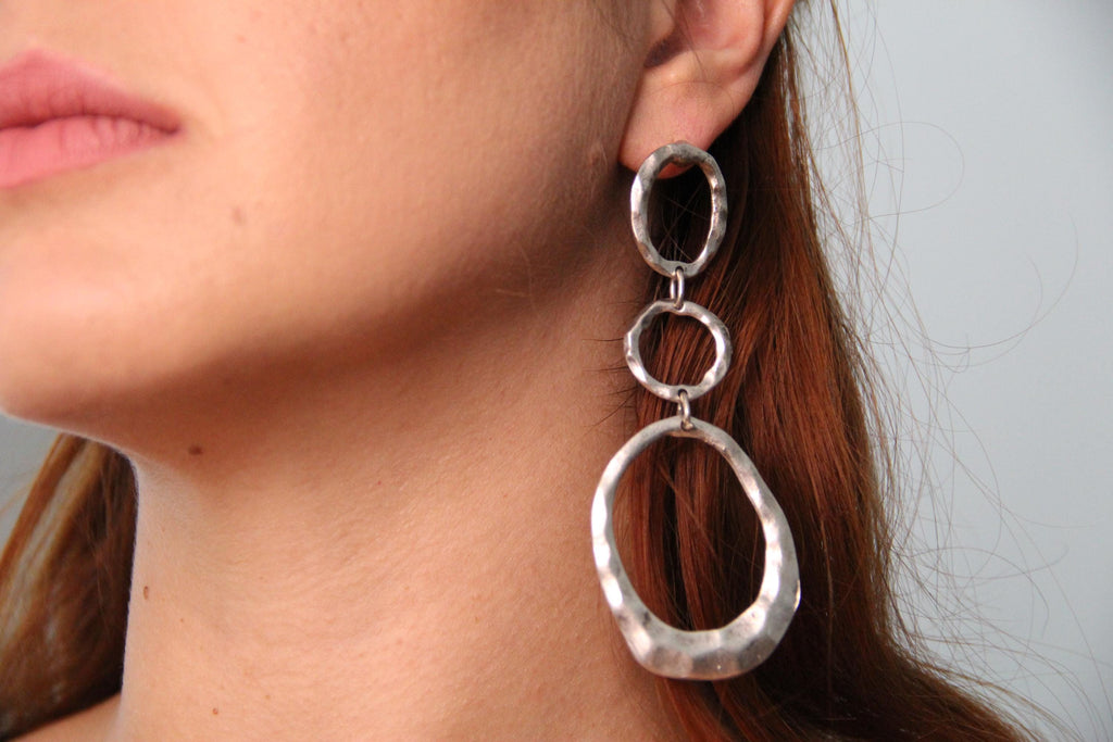 Silver Boho Hoop Earrings