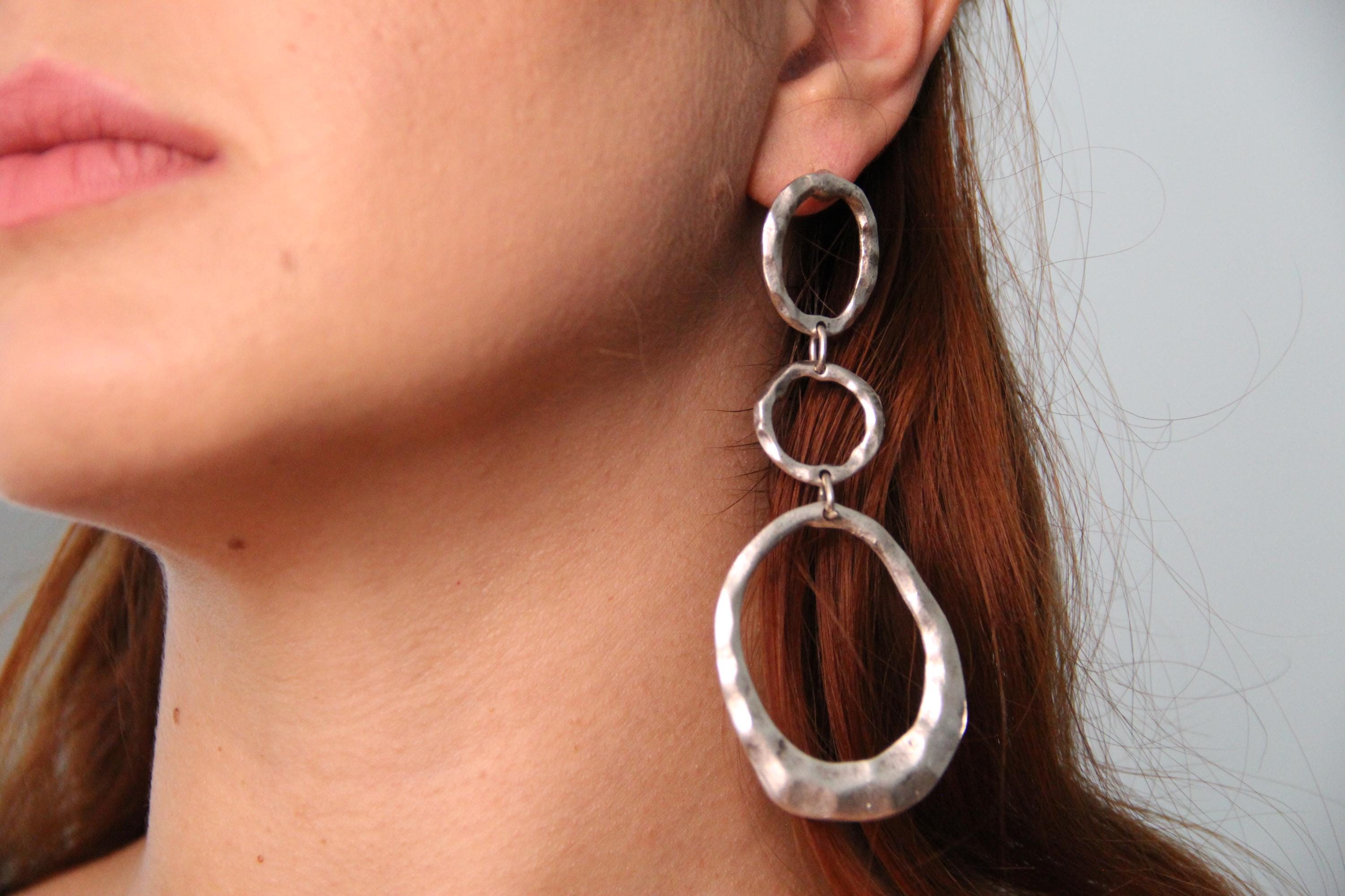 Silver Boho Hoop Earrings