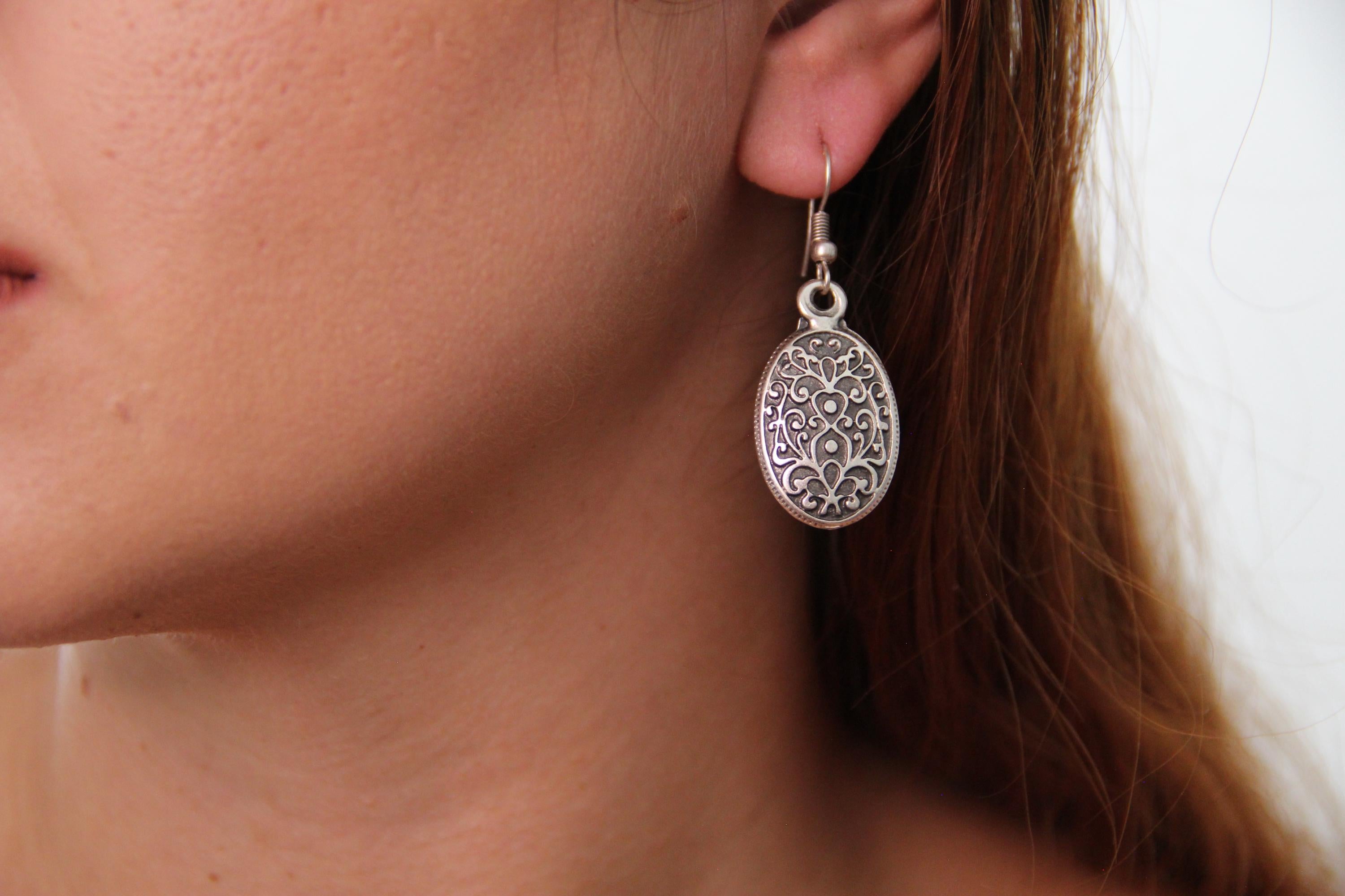 Engraved Handmade Dangle Earrings