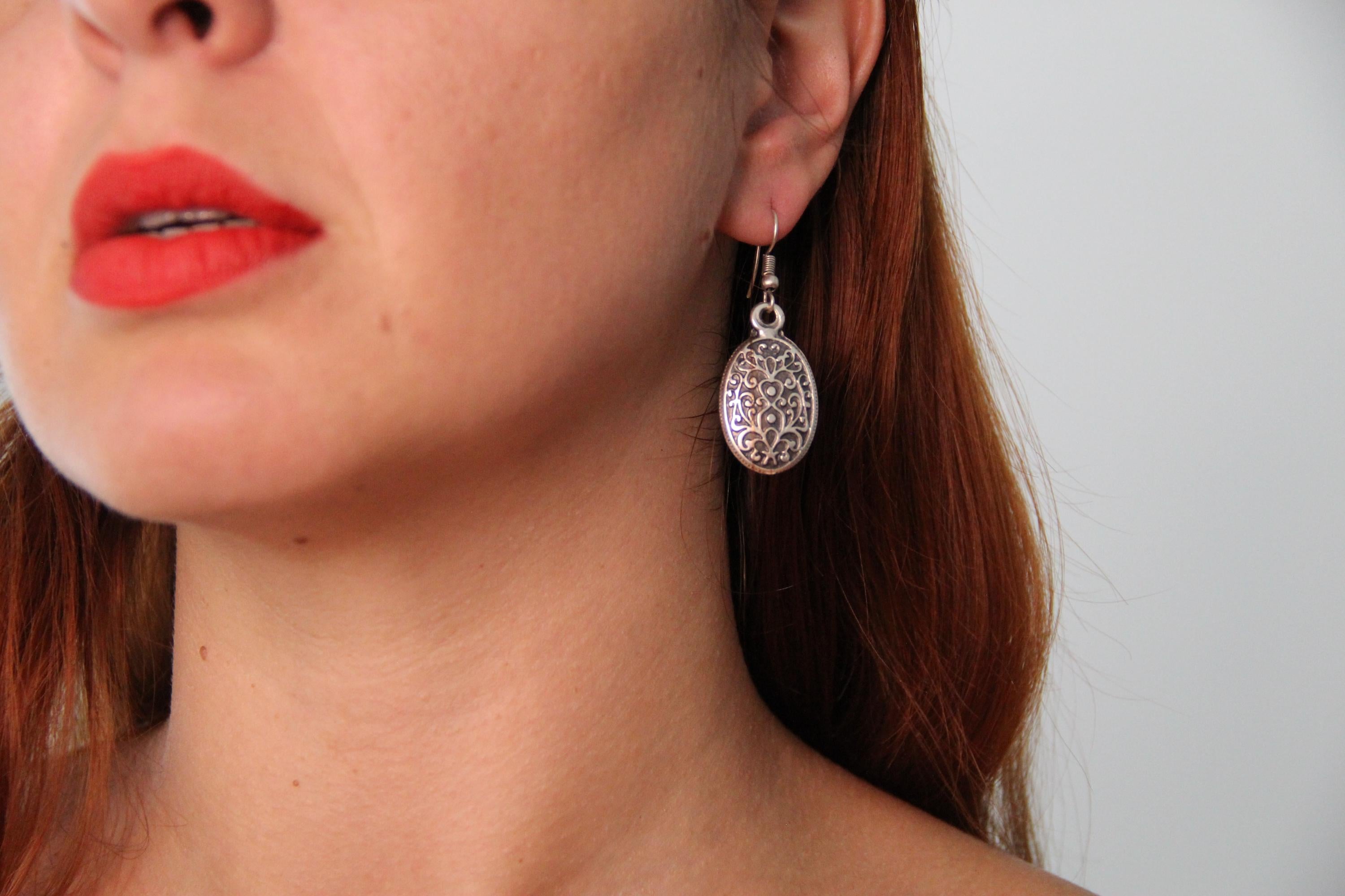 Engraved Handmade Dangle Earrings