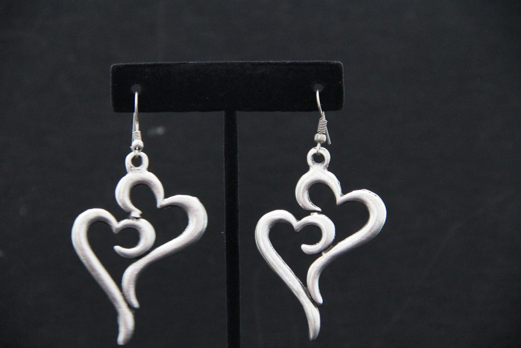 Large Heart Silver Earrings