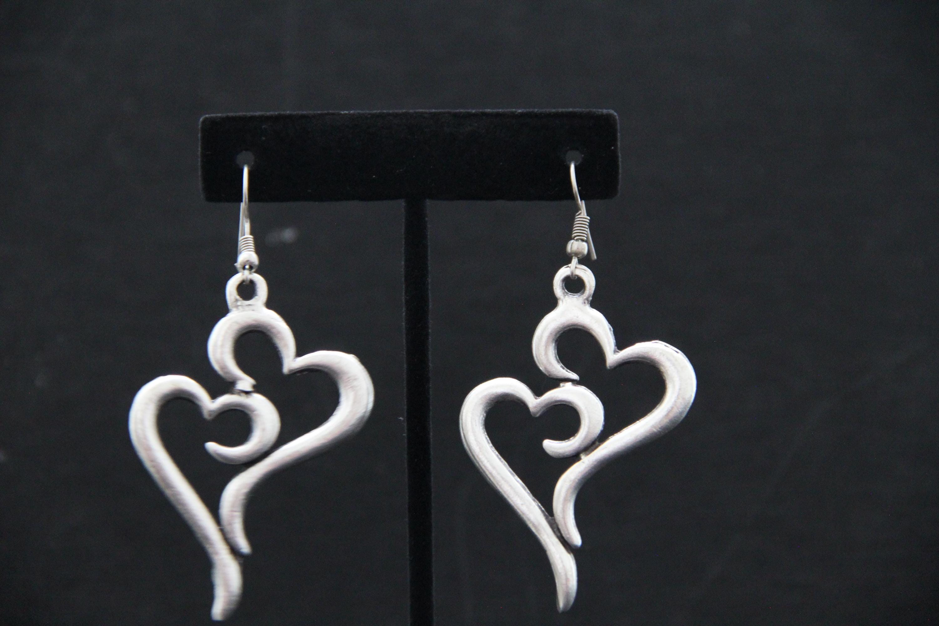 Large Heart Silver Earrings