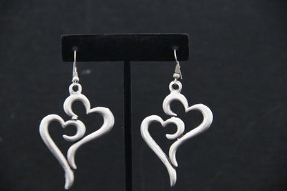 Large Heart Silver Earrings