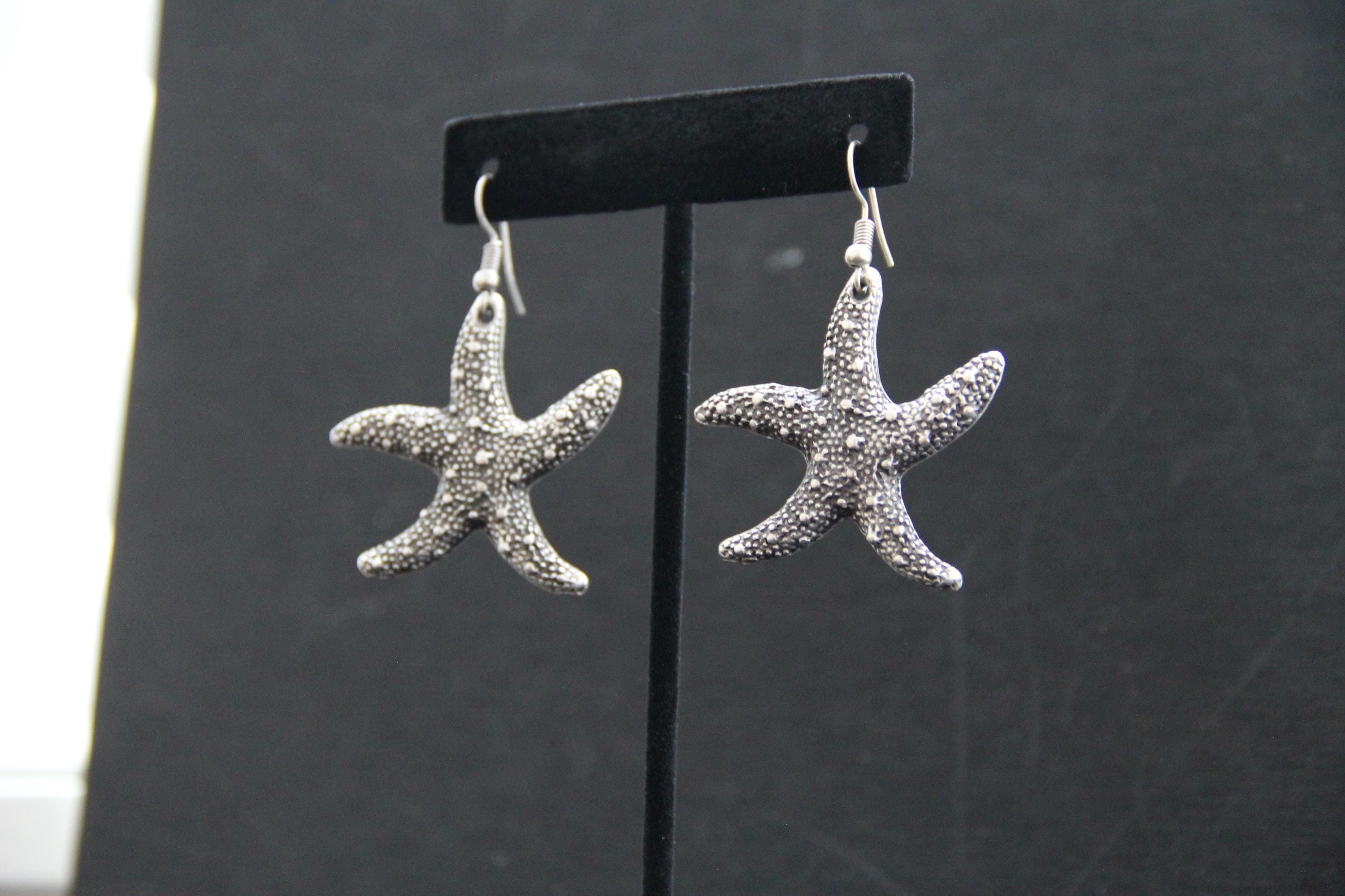 Long Dangle Starfish Silver Earring