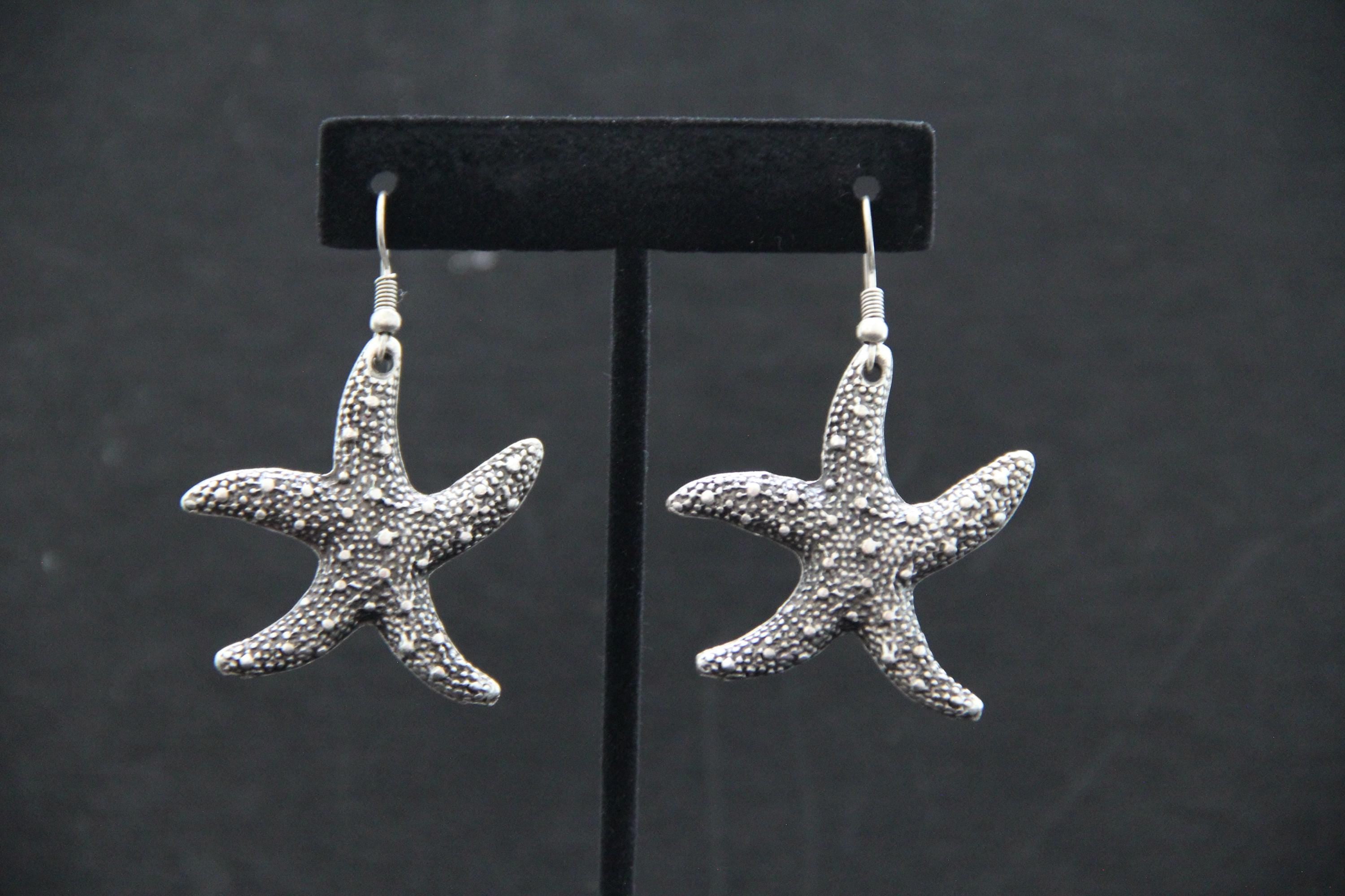 Long Dangle Starfish Silver Earring