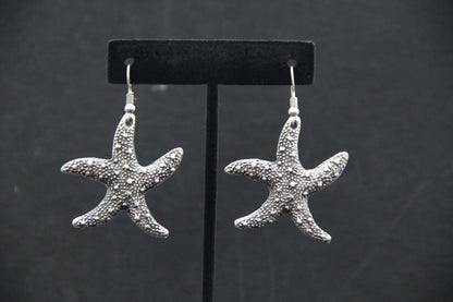 Long Dangle Starfish Silver Earring