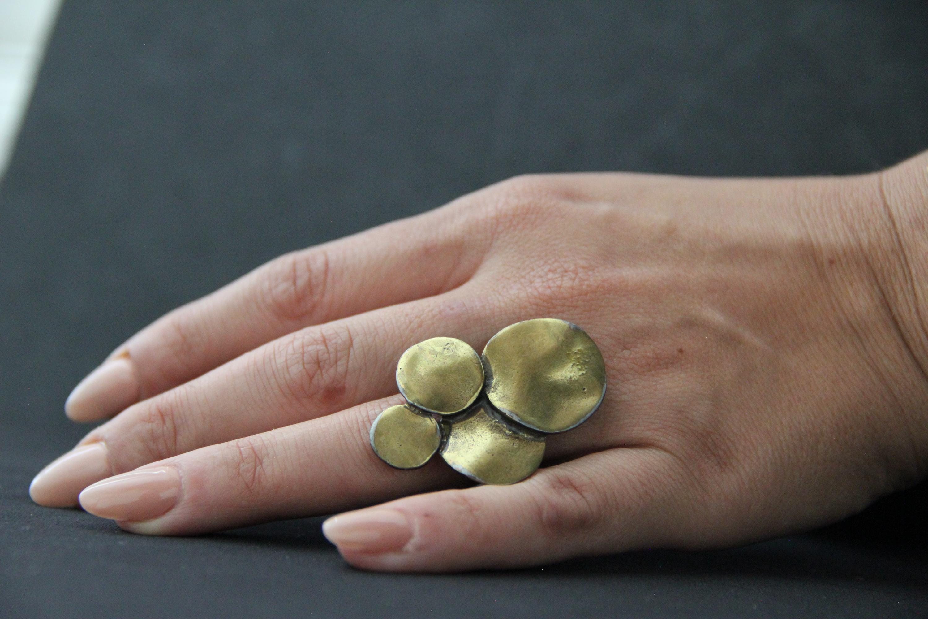 Large Adjustable Boho Style Bronze Statement Ring