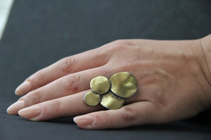 Large Adjustable Boho Style Bronze Statement Ring