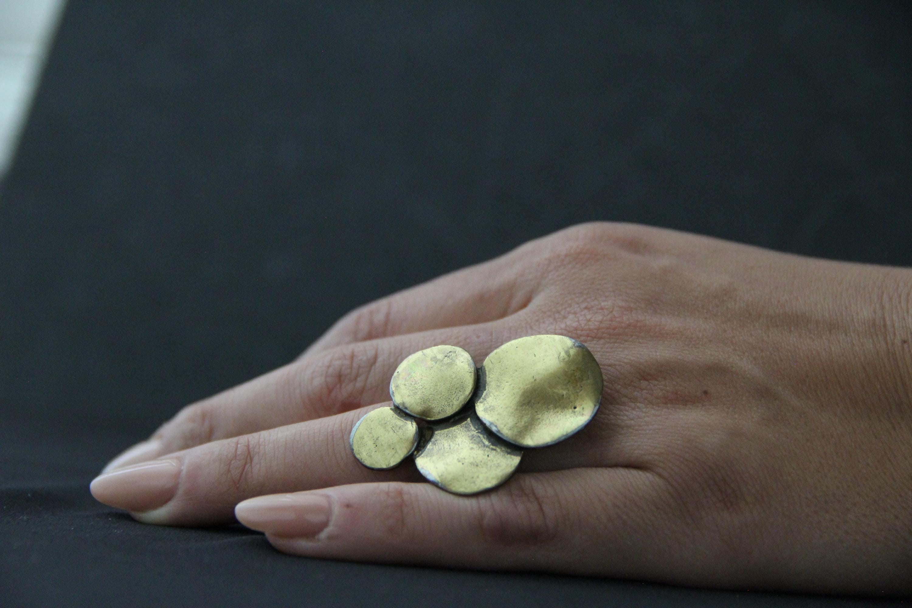 Large Adjustable Boho Style Bronze Statement Ring