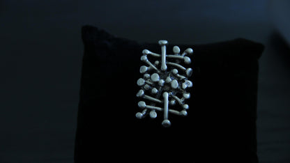 Abstract Large Silver Ring