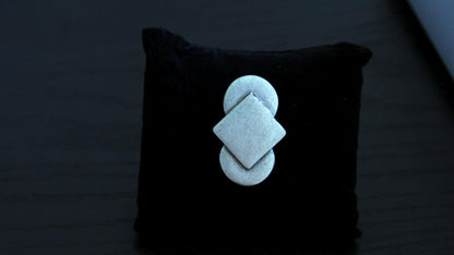 Geometric Big Silver Ring