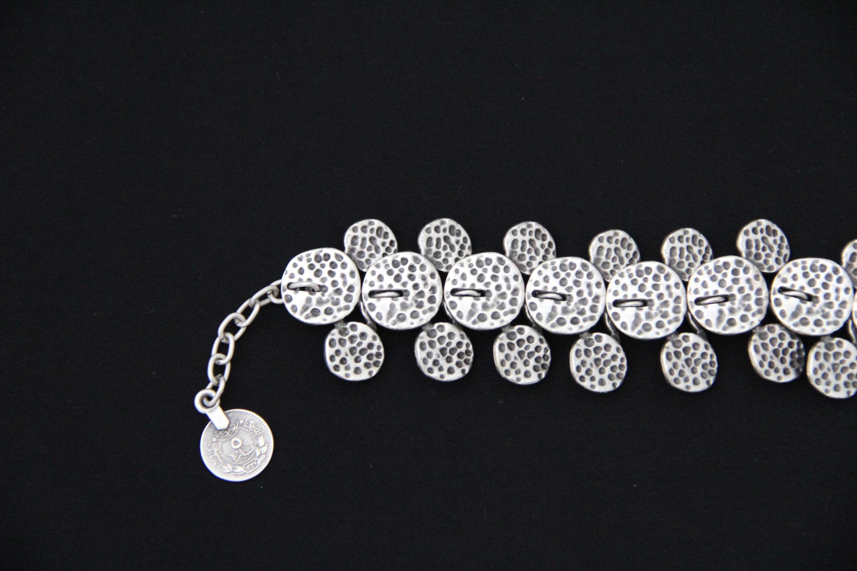 Hammered Silver Handmade Statement Bracelet