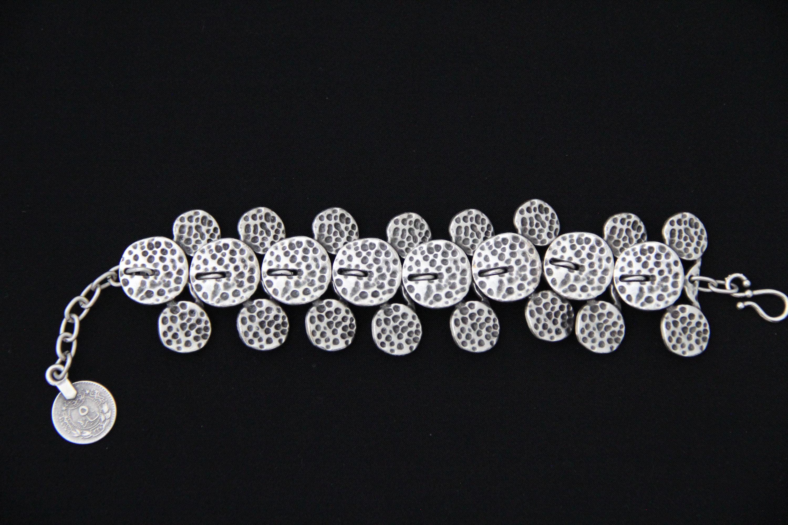 Hammered Silver Handmade Statement Bracelet