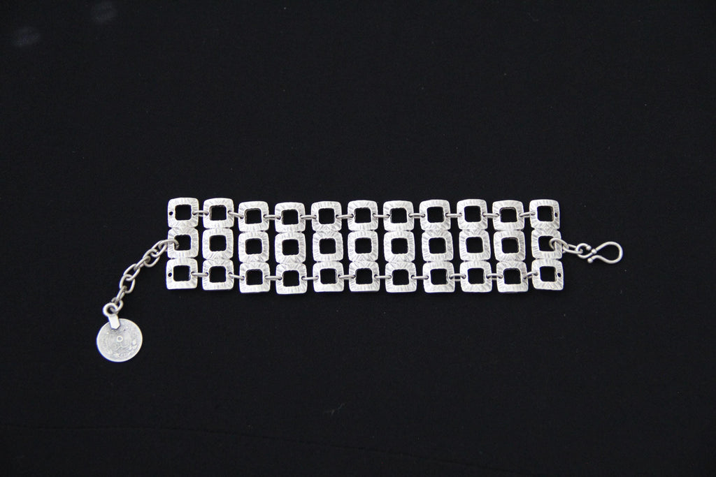 Adjustable silver handmade bracelet