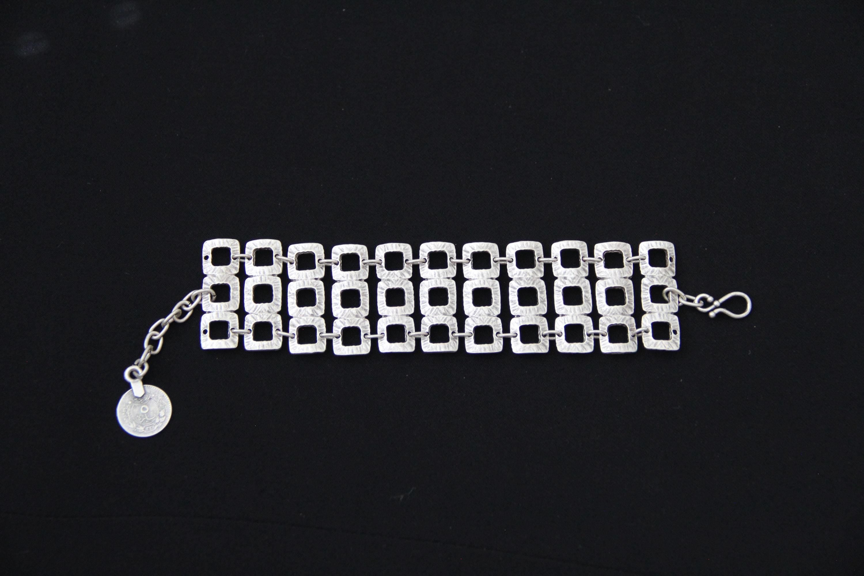Adjustable silver handmade bracelet