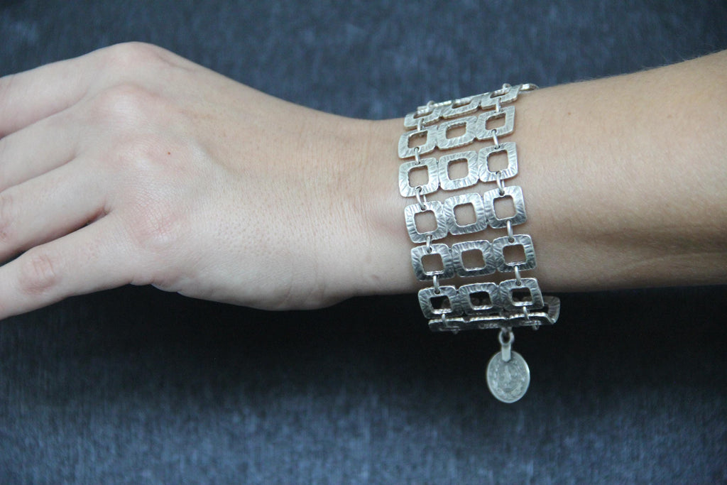 Adjustable silver handmade bracelet