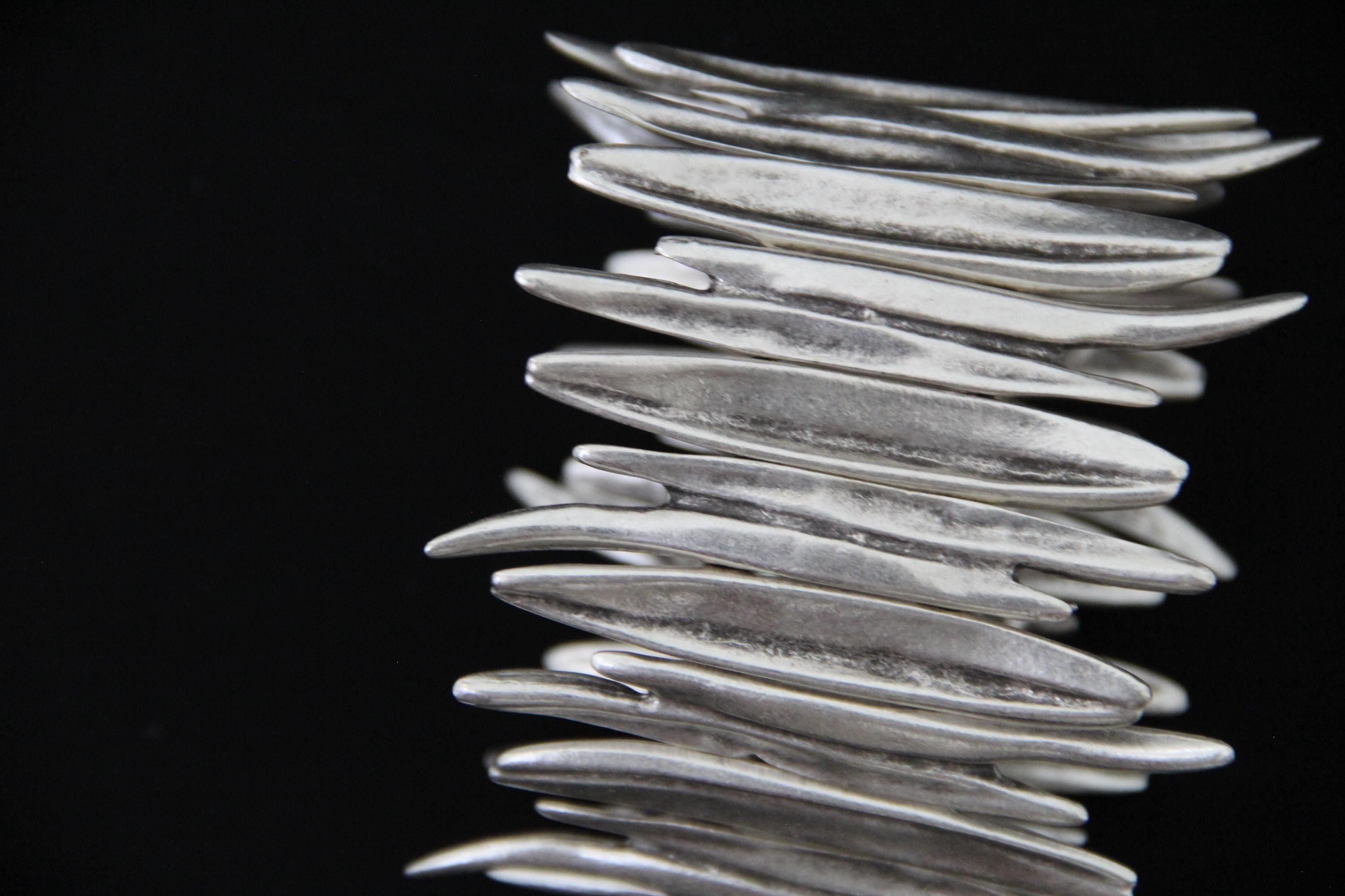 Cuff Slip On Statement Silver Bracelet