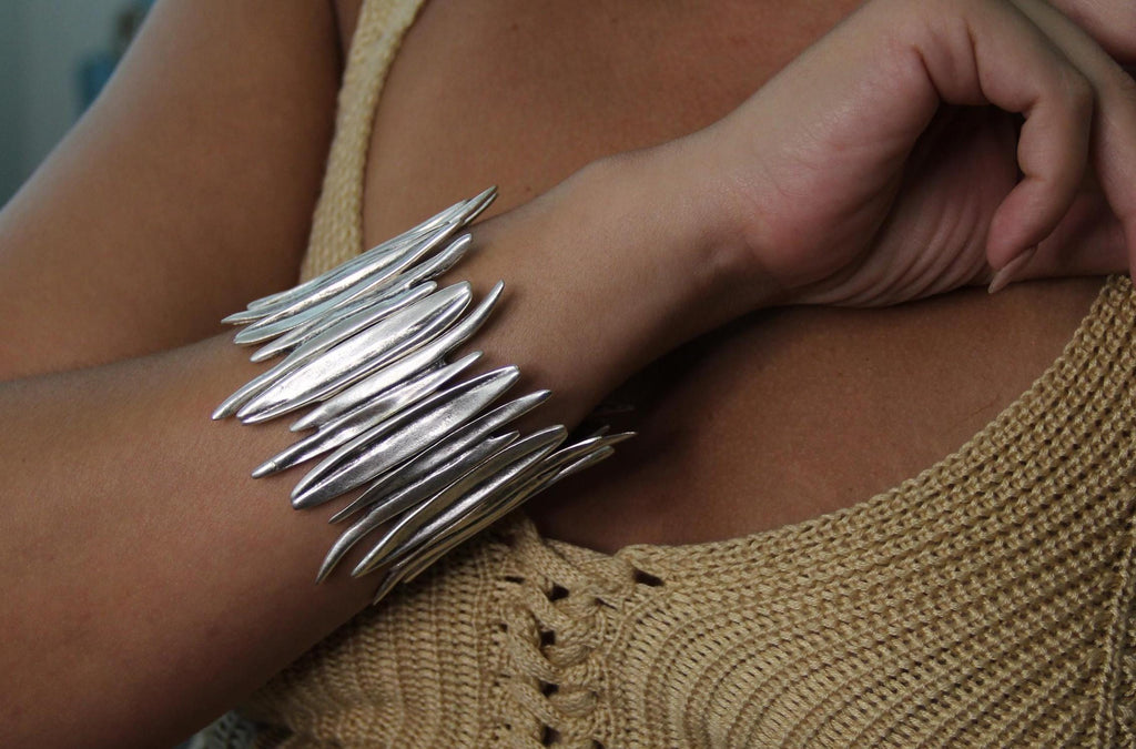 Cuff Slip On Statement Silver Bracelet