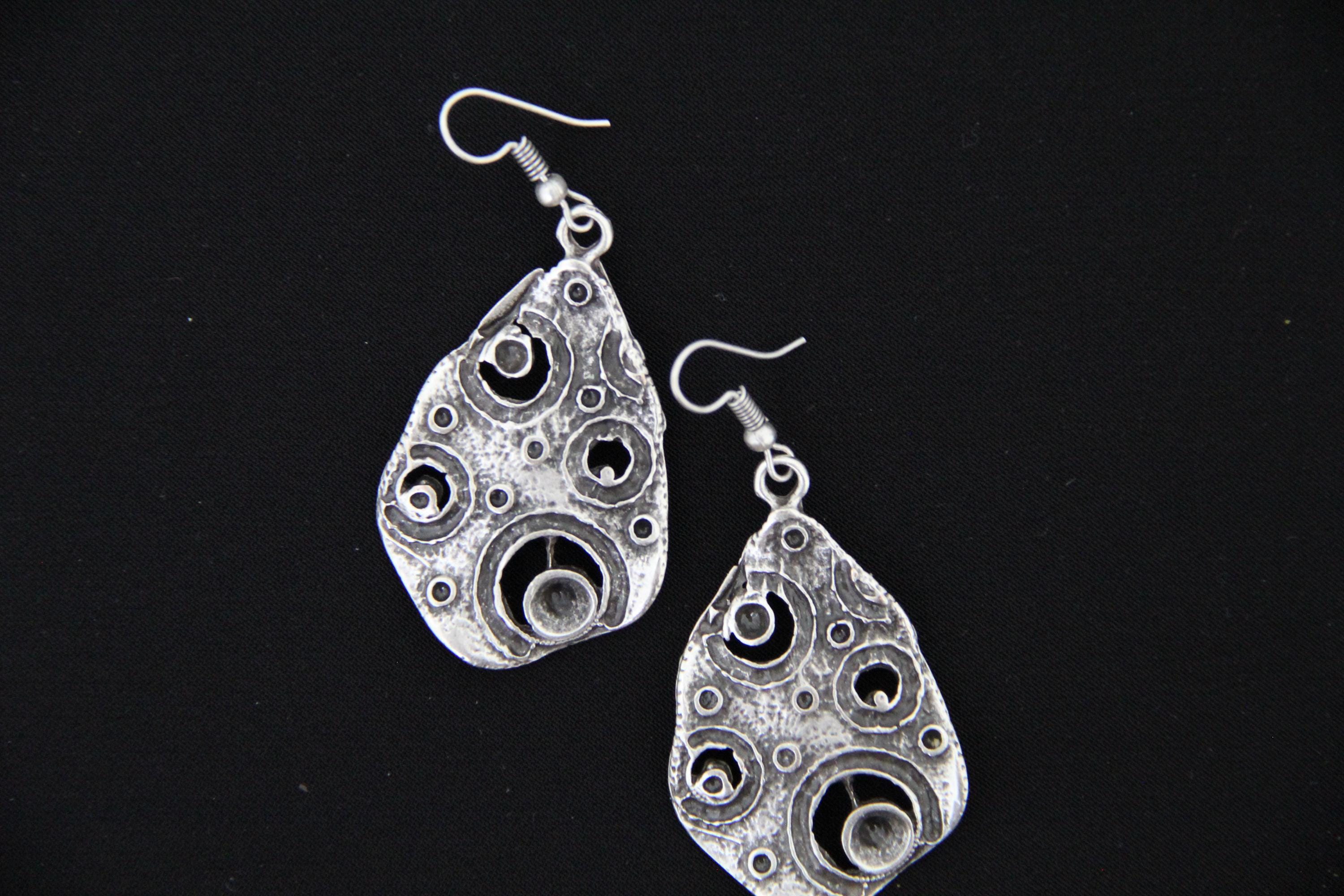 Bohemian Large Silver Earrings