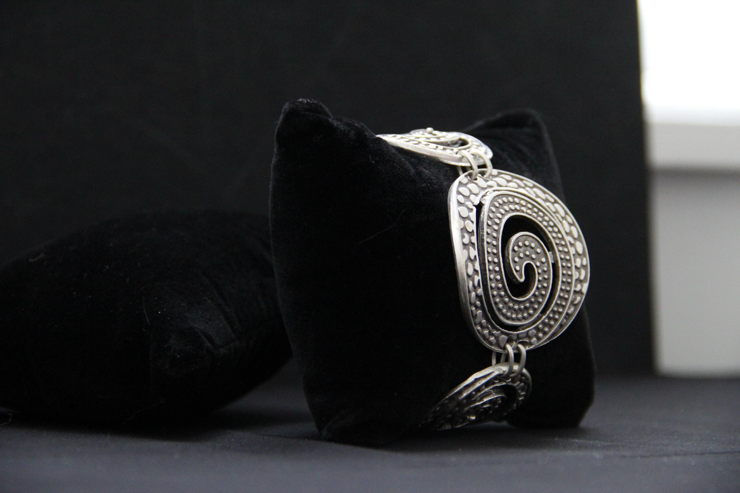 Ethnic HandCrafted Hammered Unique Statement Bracelet Adjustable Chain