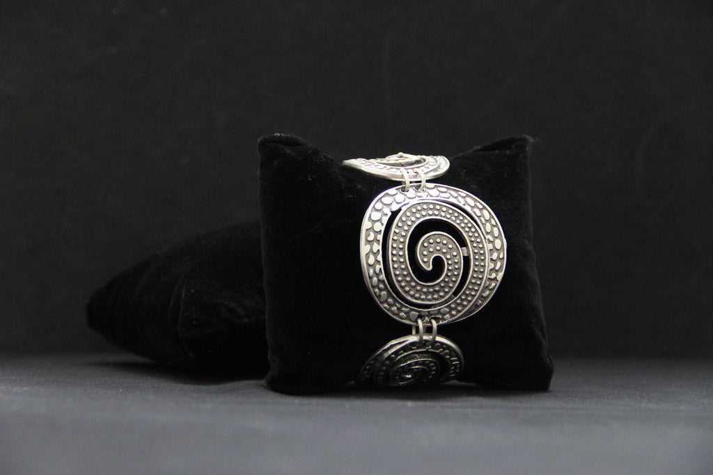 Ethnic HandCrafted Hammered Unique Statement Bracelet Adjustable Chain