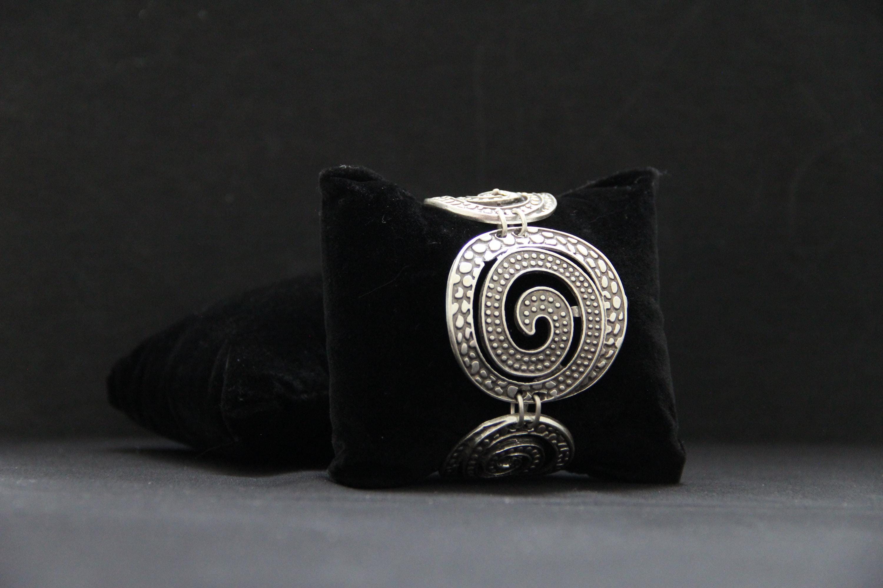 Ethnic HandCrafted Hammered Unique Statement Bracelet Adjustable Chain