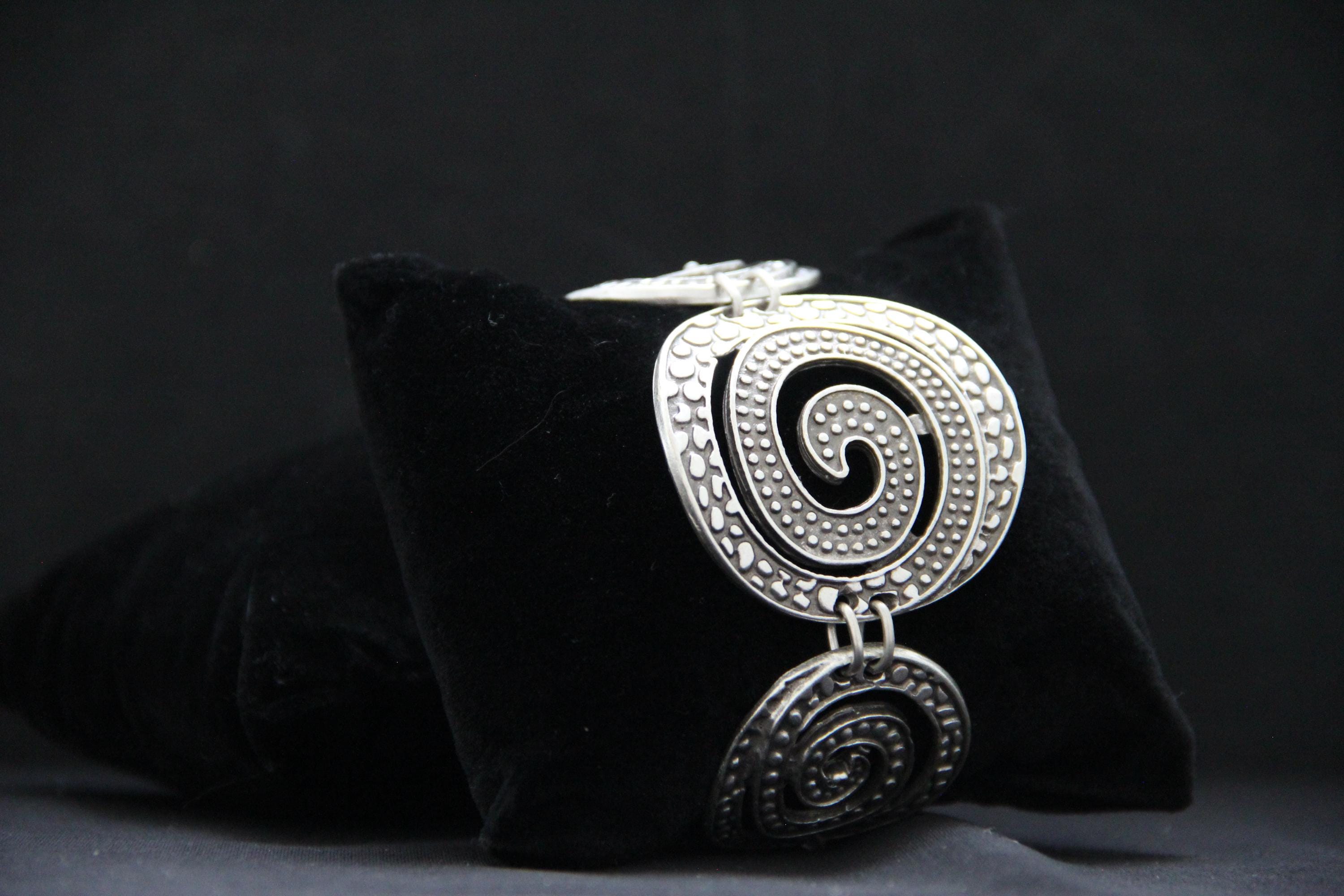 Ethnic HandCrafted Hammered Unique Statement Bracelet Adjustable Chain