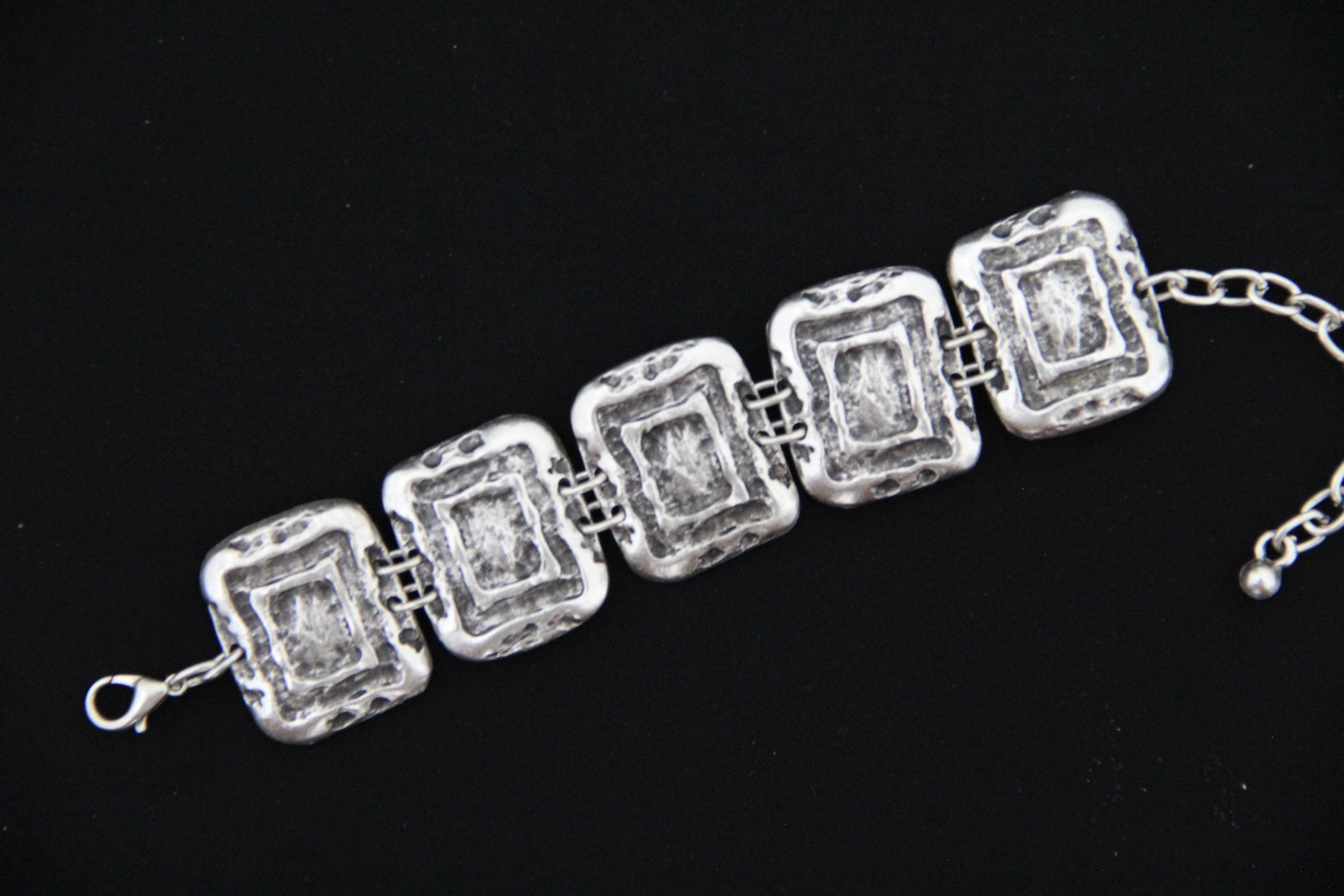 Geometric Engraved Handmade Statement Bracelet