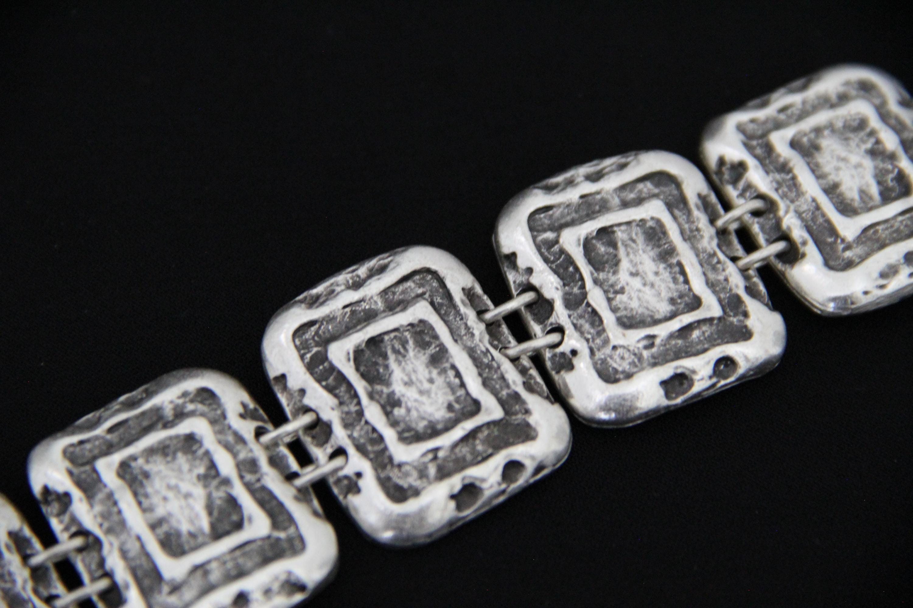 Geometric Engraved Handmade Statement Bracelet