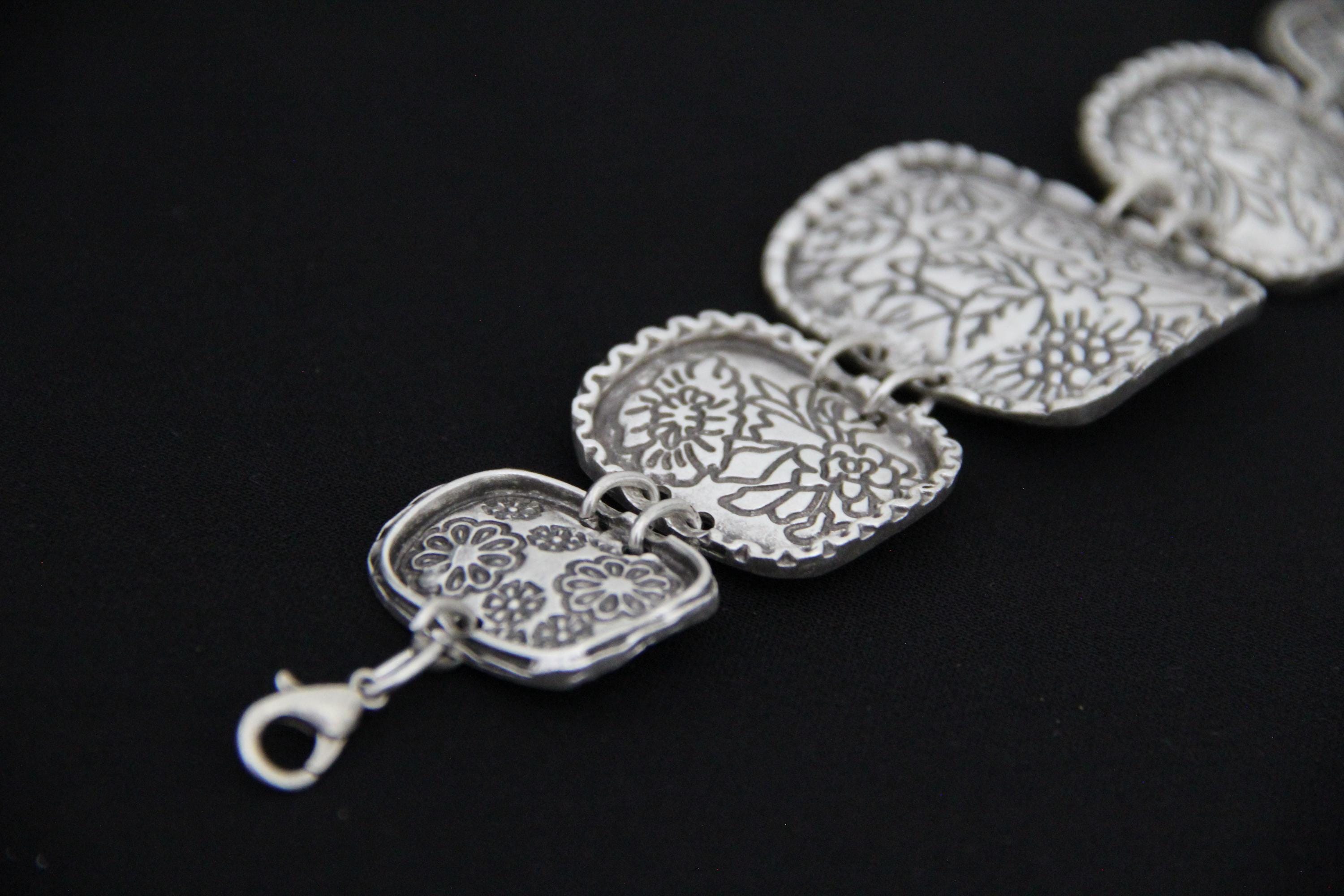 Engraved Large Silver Bohemian Bracelet