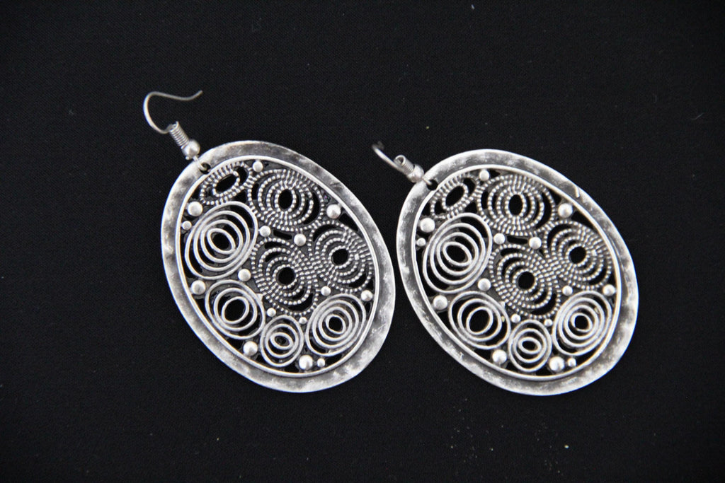 Large Bohemian Silver Earrings
