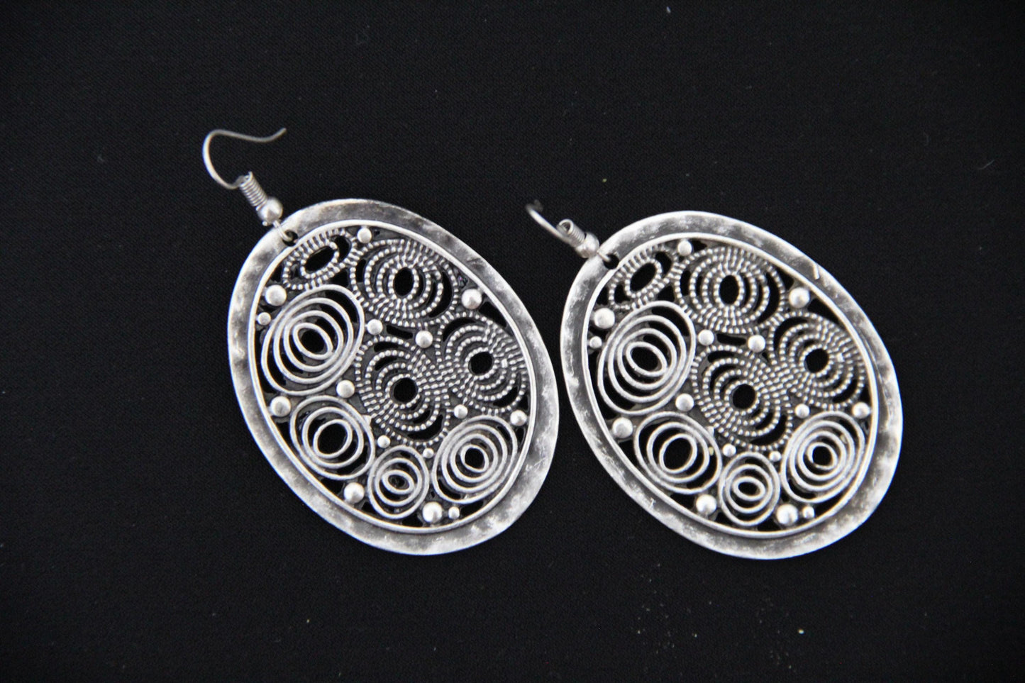 Large Bohemian Silver Earrings