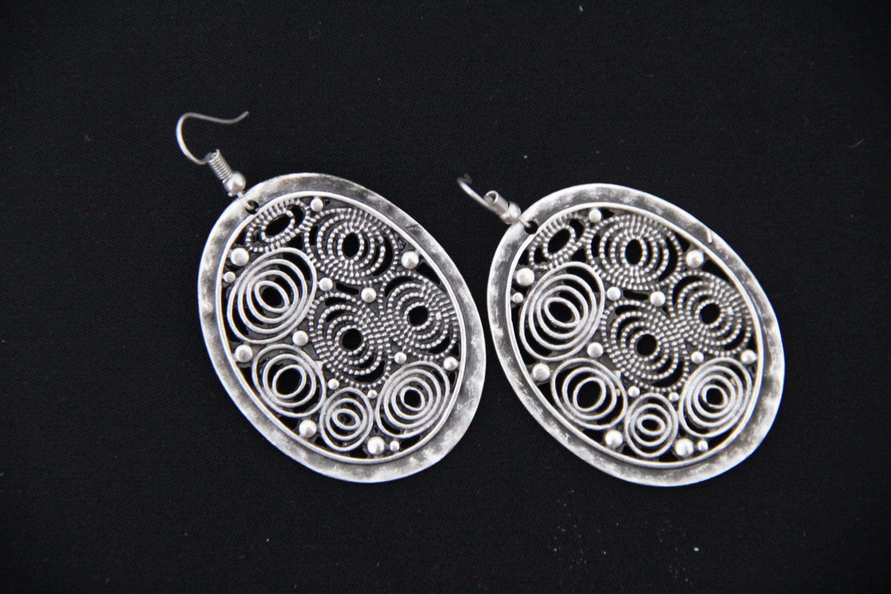 Large Bohemian Silver Earrings