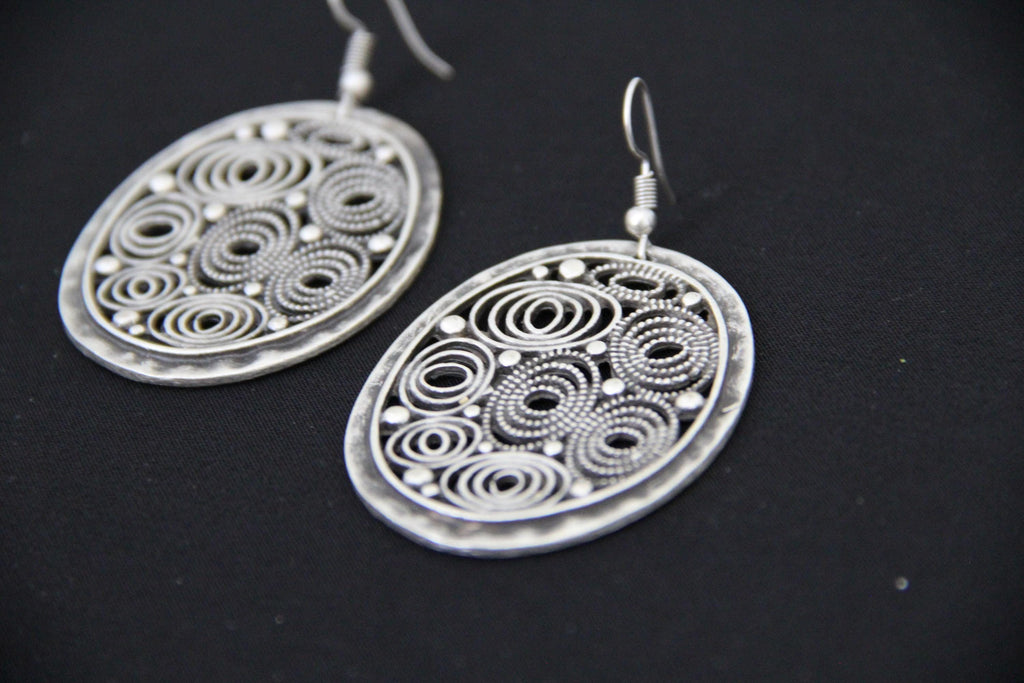 Large Bohemian Silver Earrings