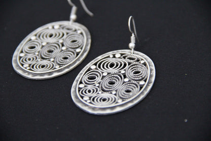 Large Bohemian Silver Earrings