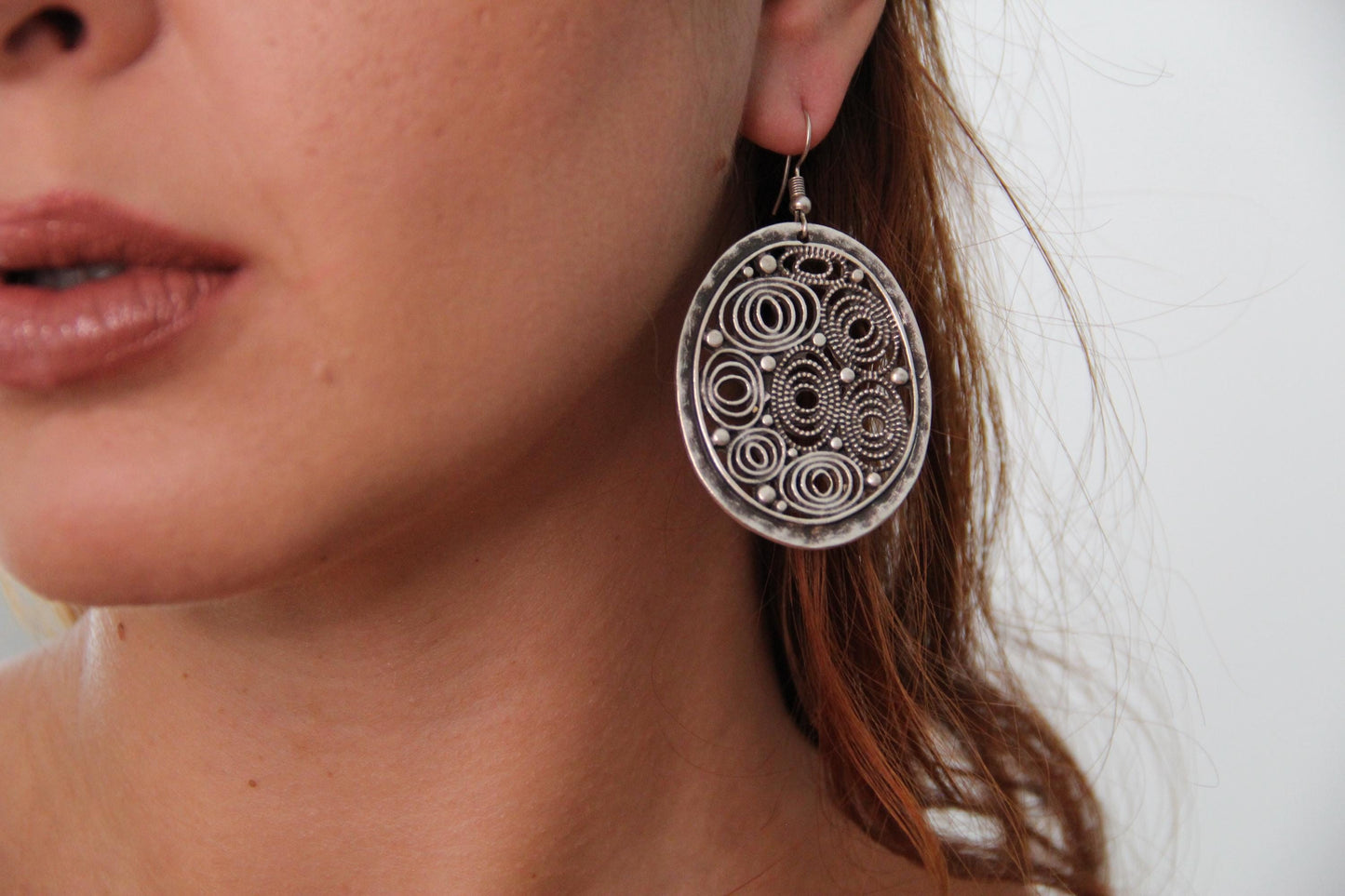 Large Bohemian Silver Earrings