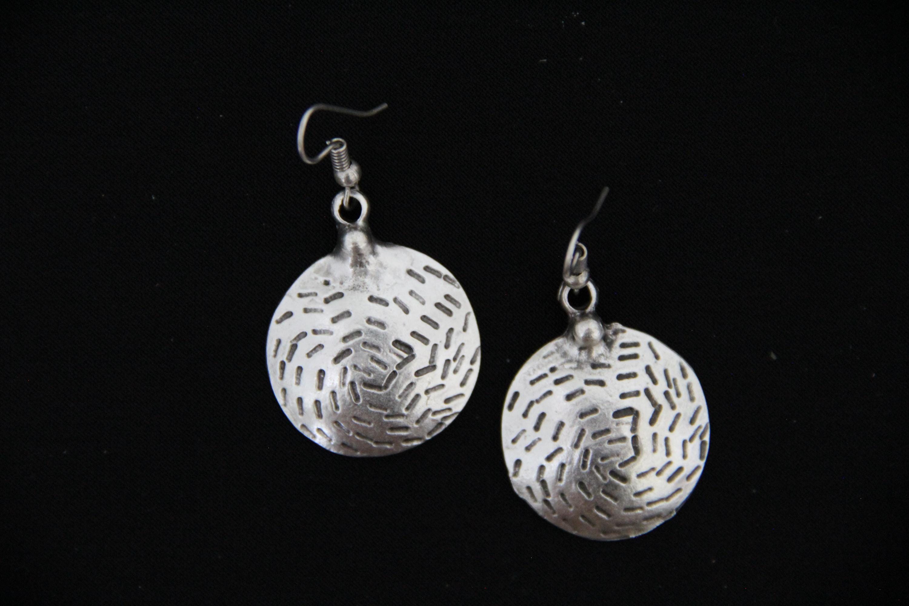 Engraved Bohemian Silver Earrings