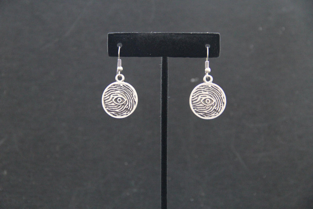 Silver Bohemian Engraved Evil Eye Earrings