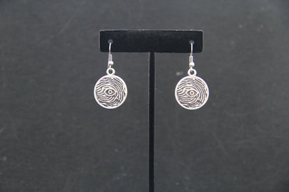 Silver Bohemian Engraved Evil Eye Earrings