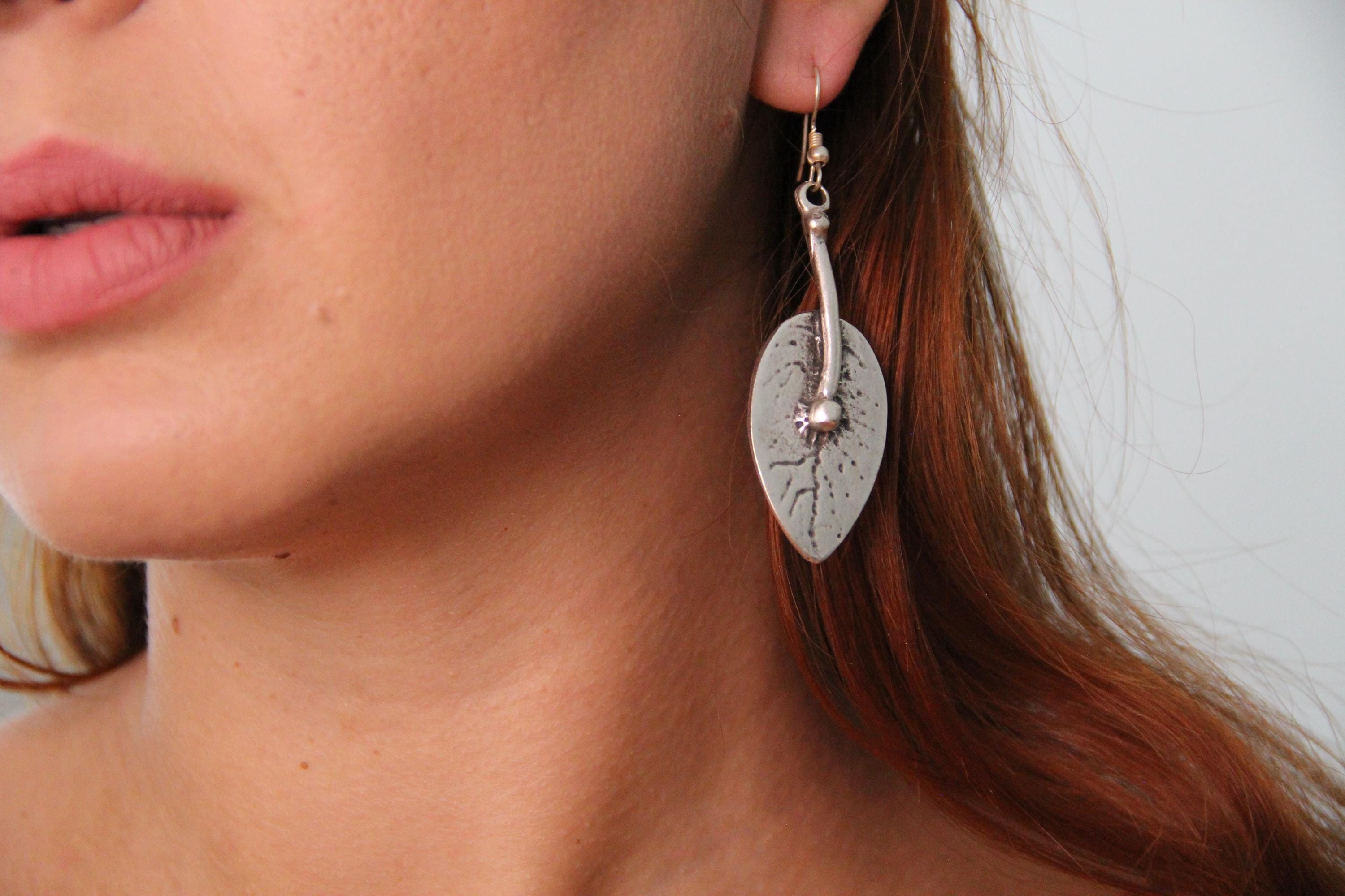 Silver Leaf Dangle Bohemian Earring