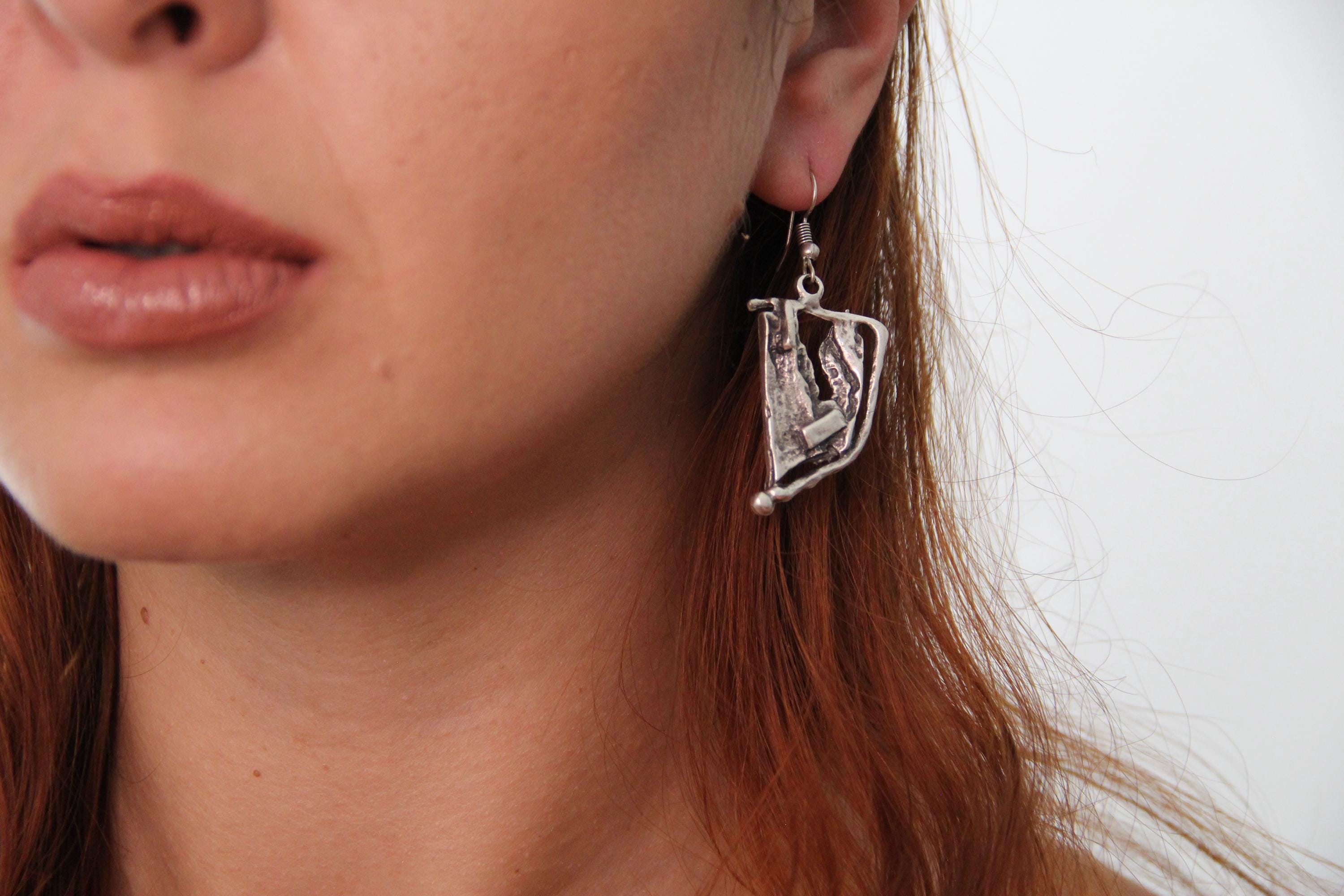 Triangle Handmade Silver Chinky Earring