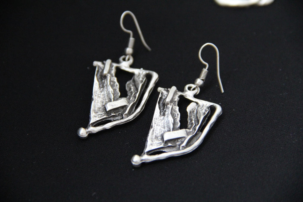 Triangle Handmade Silver Chinky Earring