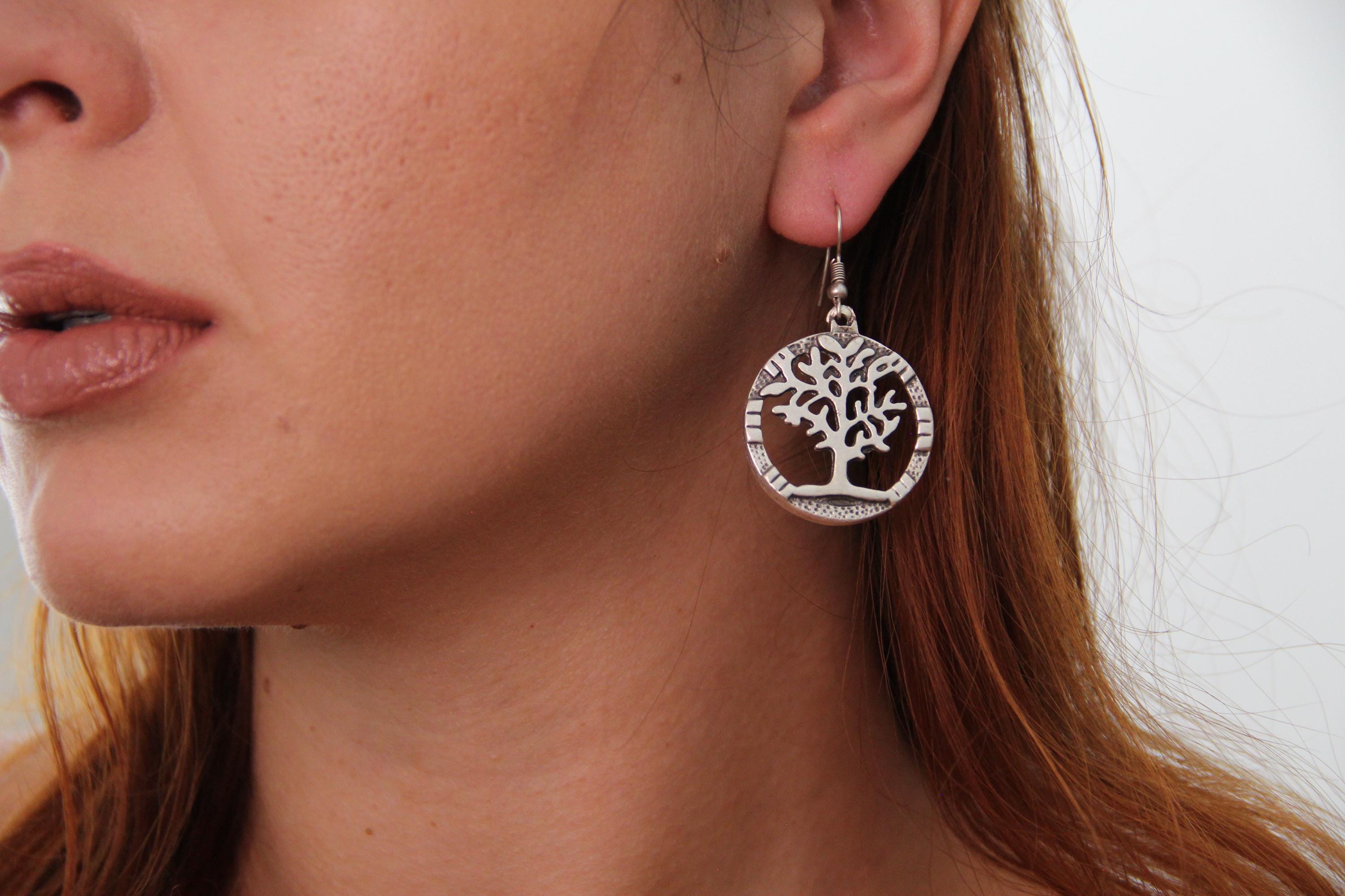 Family Tree Silver Earring